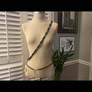 Vintage set of 2 Talbots gold and black leather XL but adjustable belts